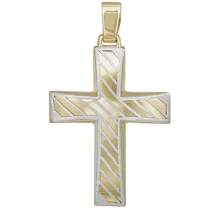 Σταυροί Βάπτισης - Αρραβώνα Ανδρικός Σταυρός Κ14 σε Διαγώνιο Ανάγλυφο Μοτίβο 032891 032891 Ανδρικό Χρυσός 14 Καράτια