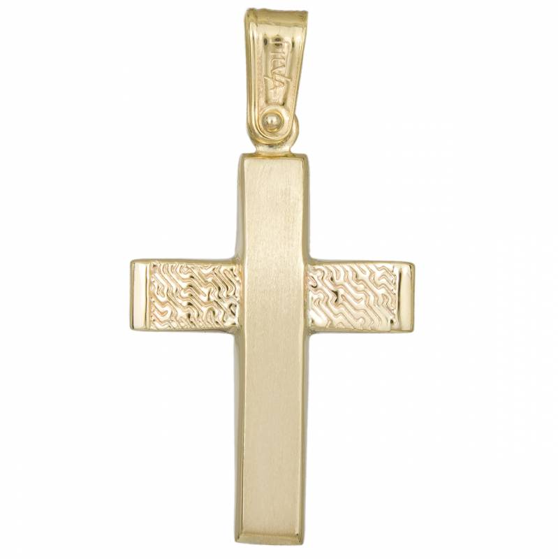 Σταυροί Βάπτισης - Αρραβώνα Χρυσός Ανδρικός Σταυρός Κ14 με Ανάγλυφο μοτίβο 033045 033045 Ανδρικό Χρυσός 14 Καράτια