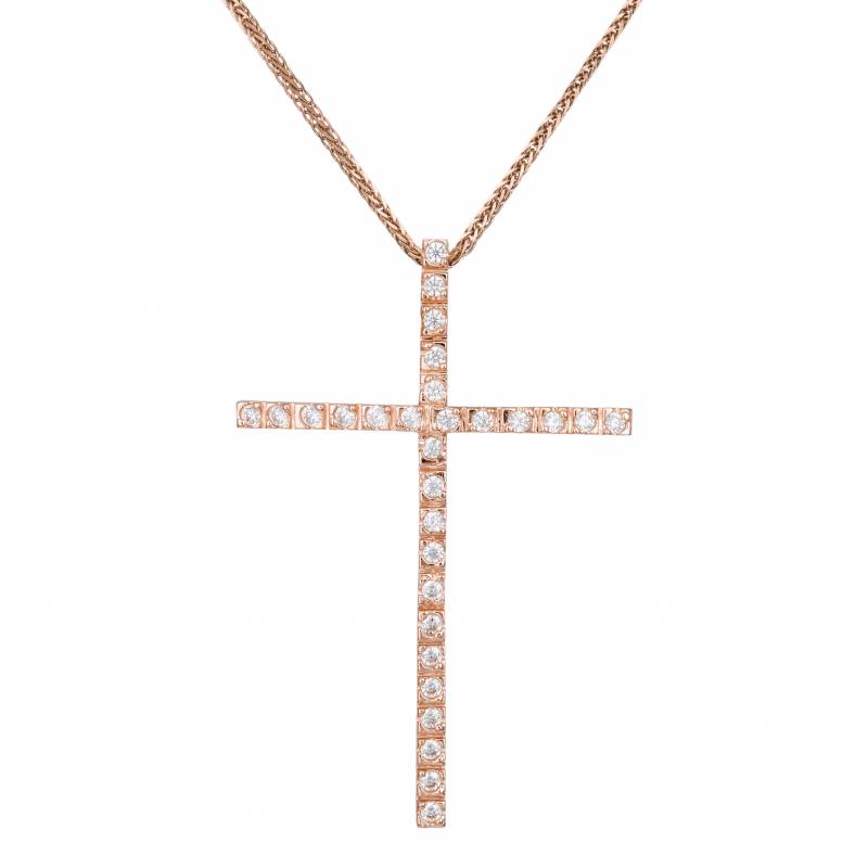 Βαπτιστικοί Σταυροί με Αλυσίδα Γυναικείος πετράτος σταυρός Κ14 ροζ gold με αλυσίδα 033169C 033169C Γυναικείο Χρυσός 14 Καράτια
