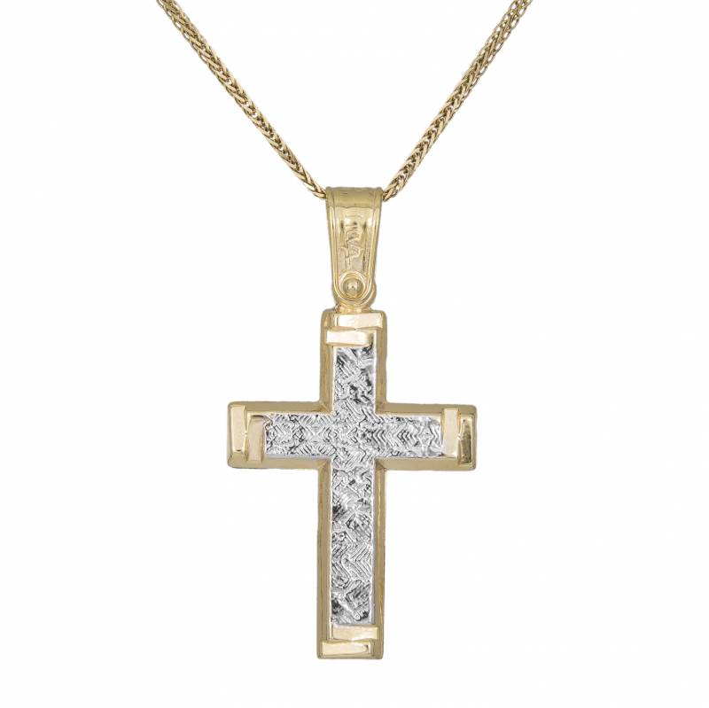 Βαπτιστικοί Σταυροί με Αλυσίδα Βαπτιστικός Σταυρός 14Κ Διπλής όψης με Αλυσίδα 033338C 033338C Ανδρικό Χρυσός 14 Καράτια