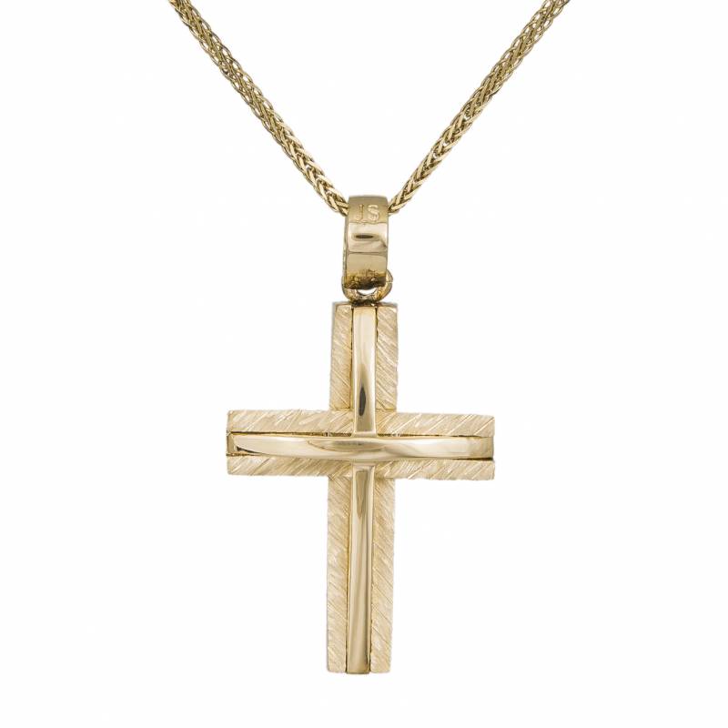 Βαπτιστικοί Σταυροί με Αλυσίδα Ανδρικός σταυρός αρραβώνα Κ18 με αλυσίδα 033604C 033604C Ανδρικό Χρυσός 18 Καράτια
