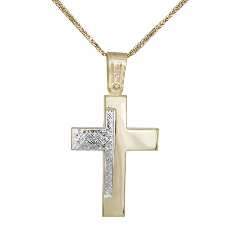 Βαπτιστικοί Σταυροί με Αλυσίδα Βαπτιστικός σταυρός 9Κ διπλής όψης με αλυσίδα 033698C 033698C Ανδρικό Χρυσός 9 Καράτια