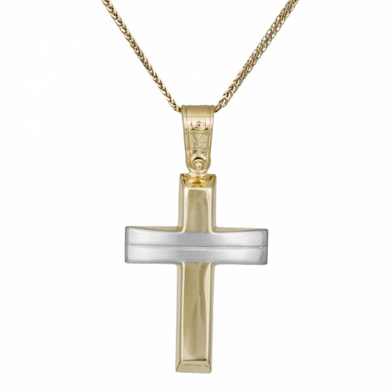 Βαπτιστικοί Σταυροί με Αλυσίδα Ανδρικός σταυρός αρραβώνα με αλυσίδα Κ9 δίχρωμος 033702C 033702C Ανδρικό Χρυσός 9 Καράτια
