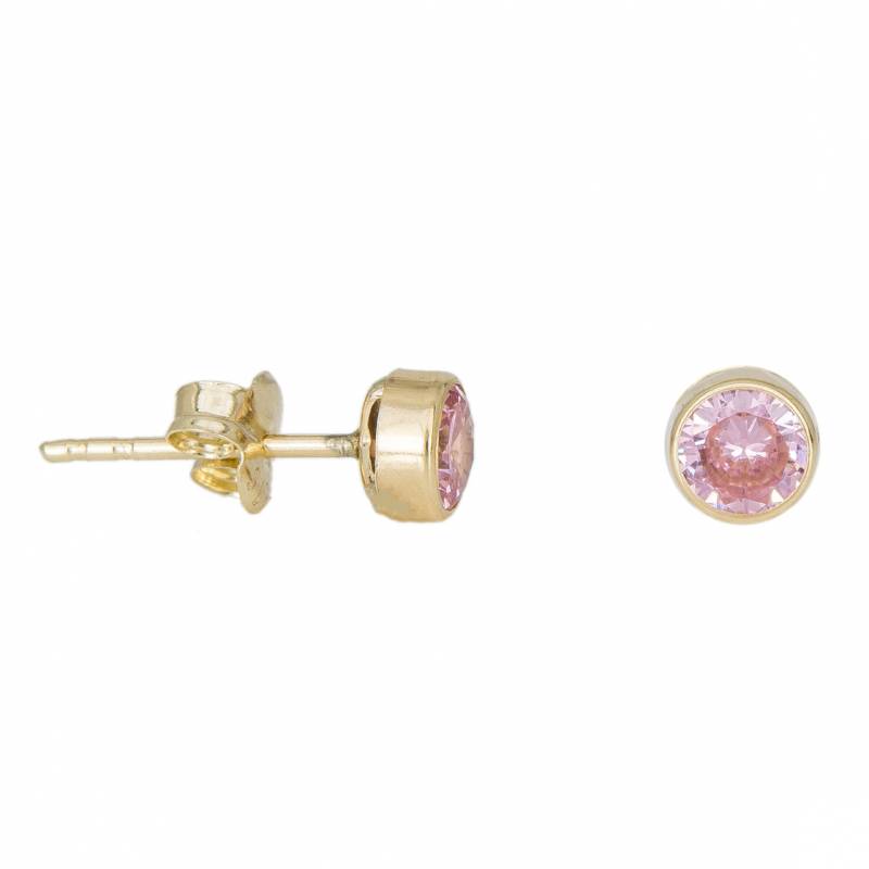 Χρυσά σκουλαρίκια Κ9 με ροζ πέτρα ζιργκόν 033925 033925 Χρυσός 9 Καράτια
