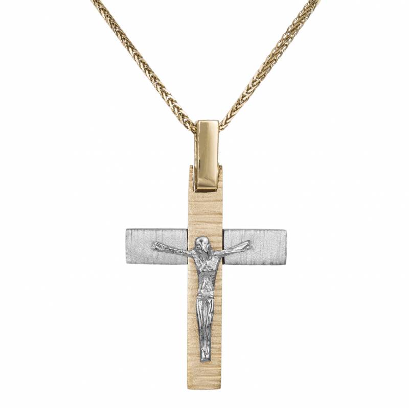 Βαπτιστικοί Σταυροί με Αλυσίδα Ανδρικός σταυρός αρραβώνα με αλυσίδα Κ14 δίχρωμος 034056C 034056C Ανδρικό Χρυσός 14 Καράτια