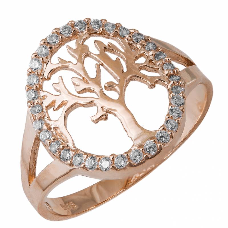 Γυναικείο ροζ gold δαχτυλίδι Κ14 με το Δέντρο της Ζωής 034545 034545 Χρυσός 14 Καράτια