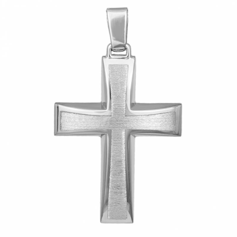 Σταυροί Βάπτισης - Αρραβώνα Λευκόχρυσος σταυρός βάπτισης Κ14 λουστρέ ματ για αγόρι 034754 034754 Ανδρικό Χρυσός 14 Καράτια