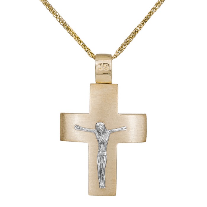 Βαπτιστικοί Σταυροί με Αλυσίδα Ανδρικός ζαγρέ σταυρός με τον Εσταυρωμένο Κ14 σετ με αλυσίδα 034774C 034774C Ανδρικό Χρυσός 14 Καράτια
