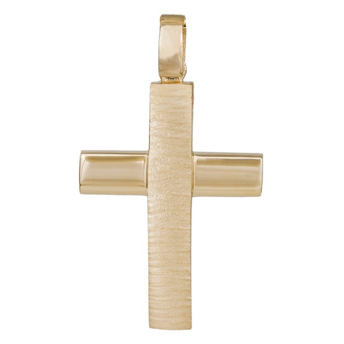 Σταυροί Βάπτισης - Αρραβώνα Σταυρός χρυσός για αρραβώνα Κ14 λουστρέ ζαγρέ 034778 034778 Ανδρικό Χρυσός 14 Καράτια