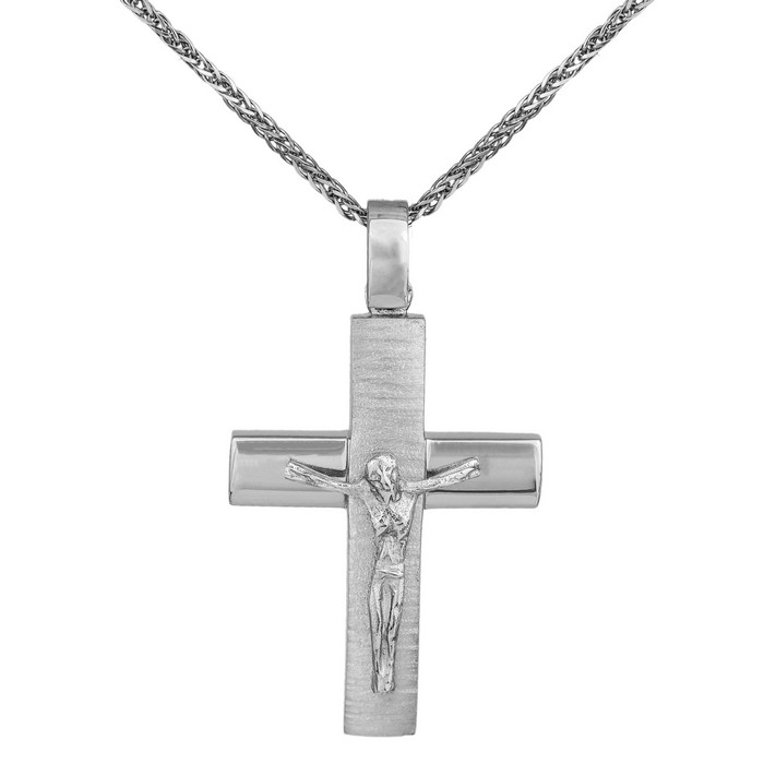 Βαπτιστικοί Σταυροί με Αλυσίδα Ανδρικός σταυρός αρραβώνα από λευκόχρυσο Κ14 με αλυσίδα 034781C 034781C Ανδρικό Χρυσός 14 Καράτια