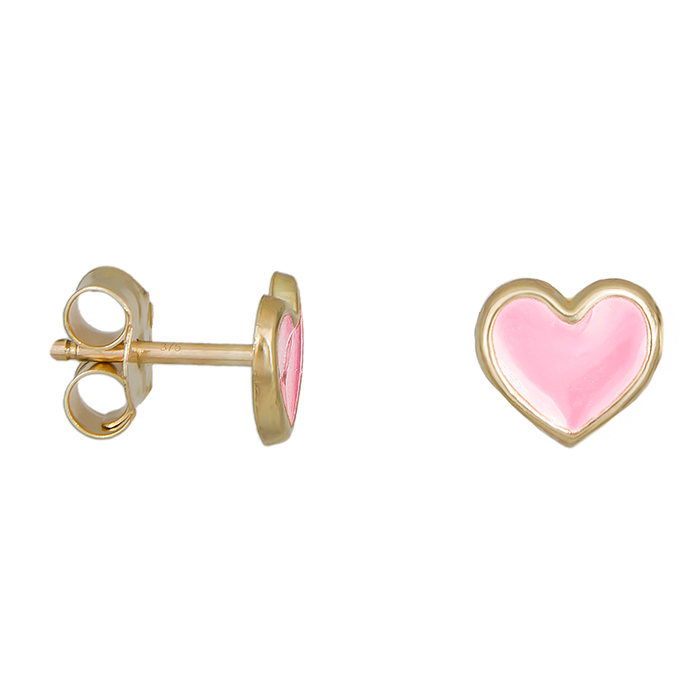 Παιδικά σκουλαρίκια με ροζ καρδούλες σε χρυσό Κ9 035278 035278 Χρυσός 9 Καράτια