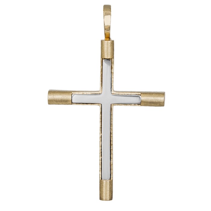 Σταυροί Βάπτισης - Αρραβώνα Χειροποίητος ανδρικός σταυρός βάπτισης Κ14 δίχρωμος 035288 035288 Ανδρικό Χρυσός 14 Καράτια