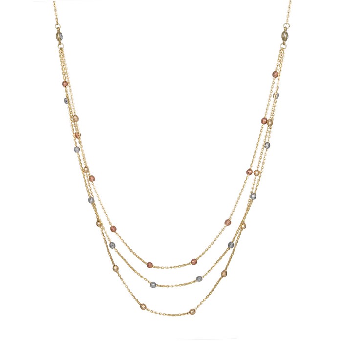 Triple necklace chain Κ14 με 3D μπίλιες 035675 035675 Χρυσός 14 Καράτια