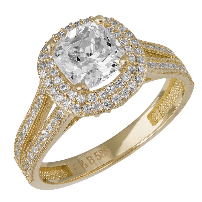 Χρυσό γυναικείο δαχτυλίδι Κ14 ροζέτα με ζιργκόν 035952 035952 Χρυσός 14 Καράτια