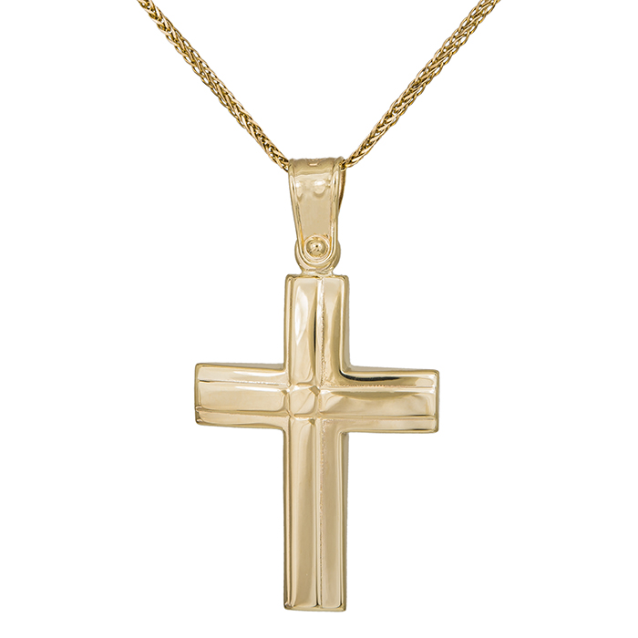 Βαπτιστικοί Σταυροί με Αλυσίδα Ανδρικός σταυρός αρραβώνα Κ14 με αλυσίδα 036150C 036150C Ανδρικό Χρυσός 14 Καράτια