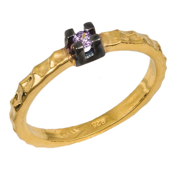 Επίχρυσο δαχτυλίδι γυναικείο 925 με μωβ πέτρα 036712 036712 Ασήμι
