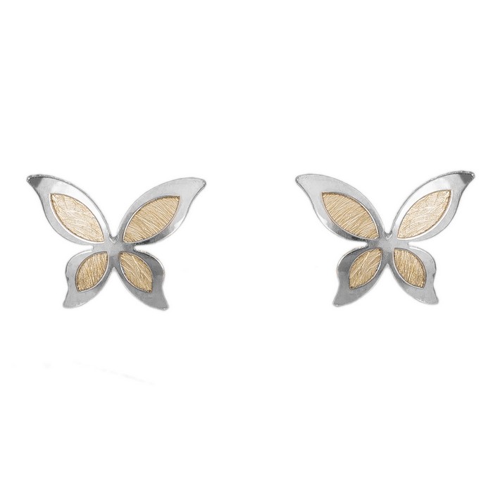 Σκουλαρίκια για κοριτσάκι με δίχρωμες πεταλούδες Κ9 037224 037224 Χρυσός 9 Καράτια