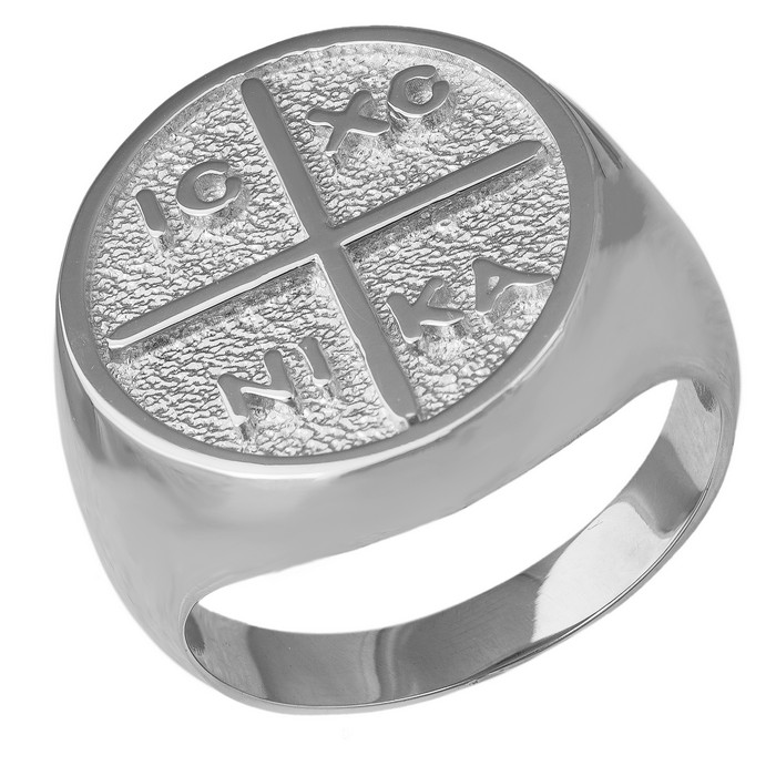 Ανδρικό δαχτυλίδι με Κωνσταντινάτο από λευκόχρυσο Κ14 037388 037388 Χρυσός 14 Καράτια