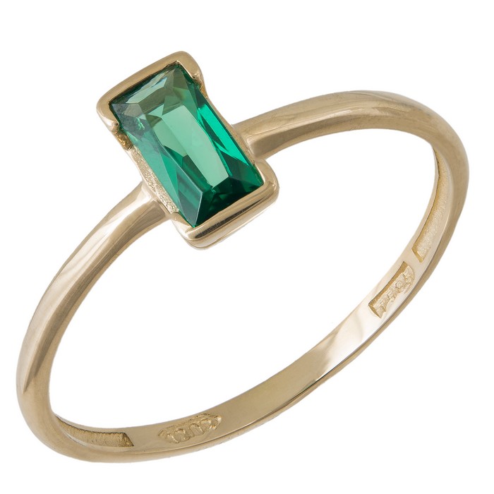 Γυναικείο δαχτυλίδι με πράσινη ορθογώνια πέτρα Κ14 037763 037763 Χρυσός 14 Καράτια