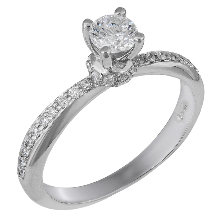 Μονόπετρο λευκόχρυσο δαχτυλίδι με διαμάντια μπριγιάν Κ18 038293 038293 Χρυσός 18 Καράτια