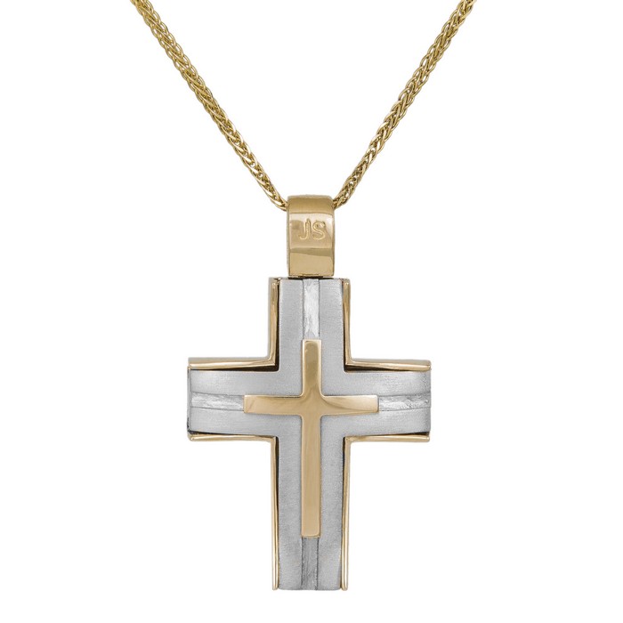 Βαπτιστικοί Σταυροί με Αλυσίδα Ανδρικός δίχρωμος σταυρός Κ18 με αλυσίδα 042625C 042625C Ανδρικό Χρυσός 18 Καράτια -  - 