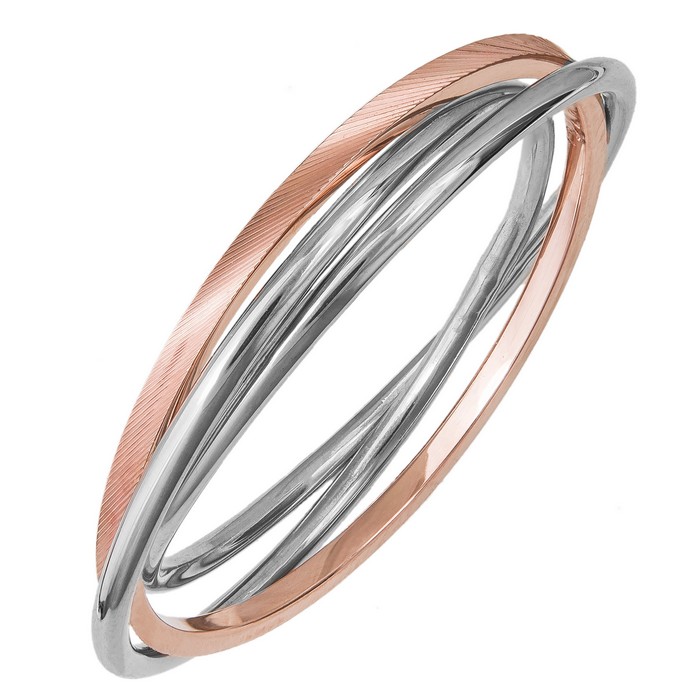 Γυναικείο τρίβερο δαχτυλίδι από λευκόχρυσο και ροζ gold Κ9 039036 039036 Χρυσός 9 Καράτια