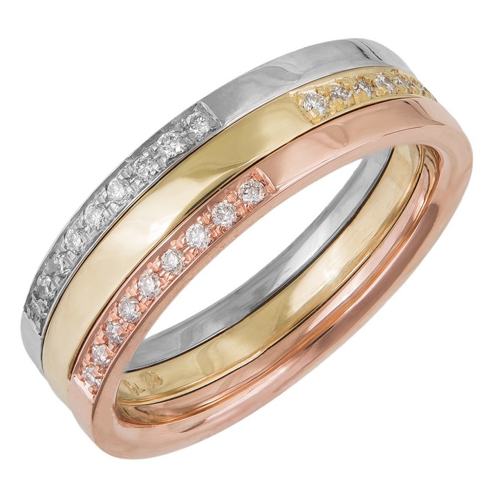 Γυναικείο τριπλό δαχτυλίδι σειρέ με διαμάντια Κ18 039186 039186 Χρυσός 18 Καράτια