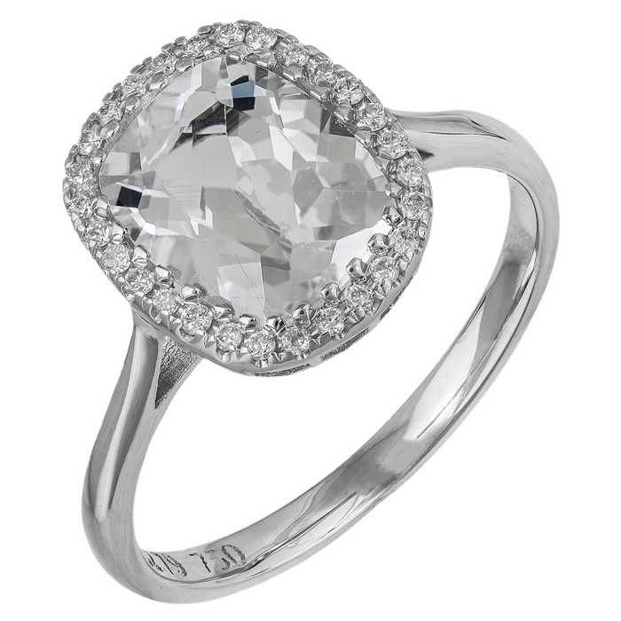 Λευκόχρυσο δαχτυλίδι ροζέτα με λευκό Topaz και διαμάντια Κ18 039188 039188 Χρυσός 18 Καράτια