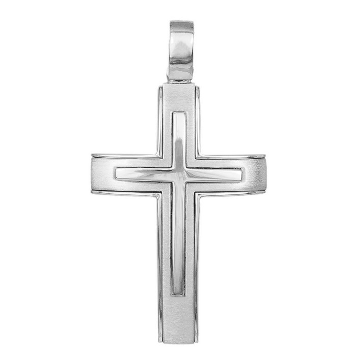 Σταυροί Βάπτισης - Αρραβώνα Αντρικός λευκόχρυσος σταυρός Κ14 για βάπτιση ή αρραβώνα 040143 040143 Ανδρικό Χρυσός 14 Καράτια
