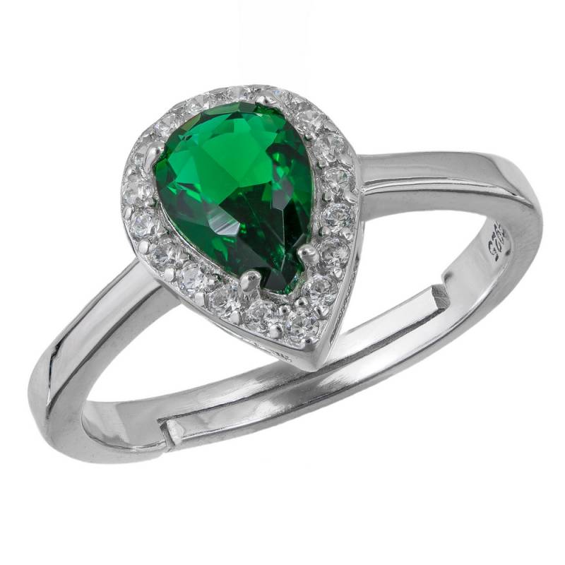 Ασημένιο δαχτυλίδι ροζέτα δάκρυ 925 με πράσινη ζιργκόν 041570 041570 Ασήμι