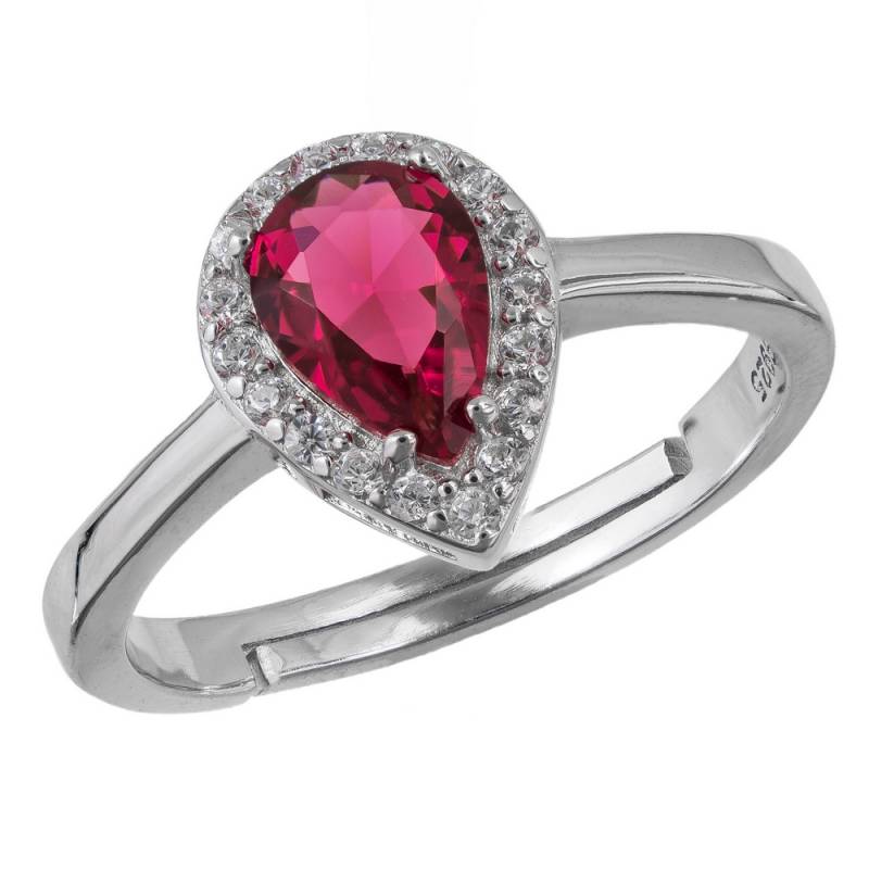 Γυναικείο δαχτυλίδι με κόκκινη ροζέτα δάκρυ 925 041571 041571 Ασήμι