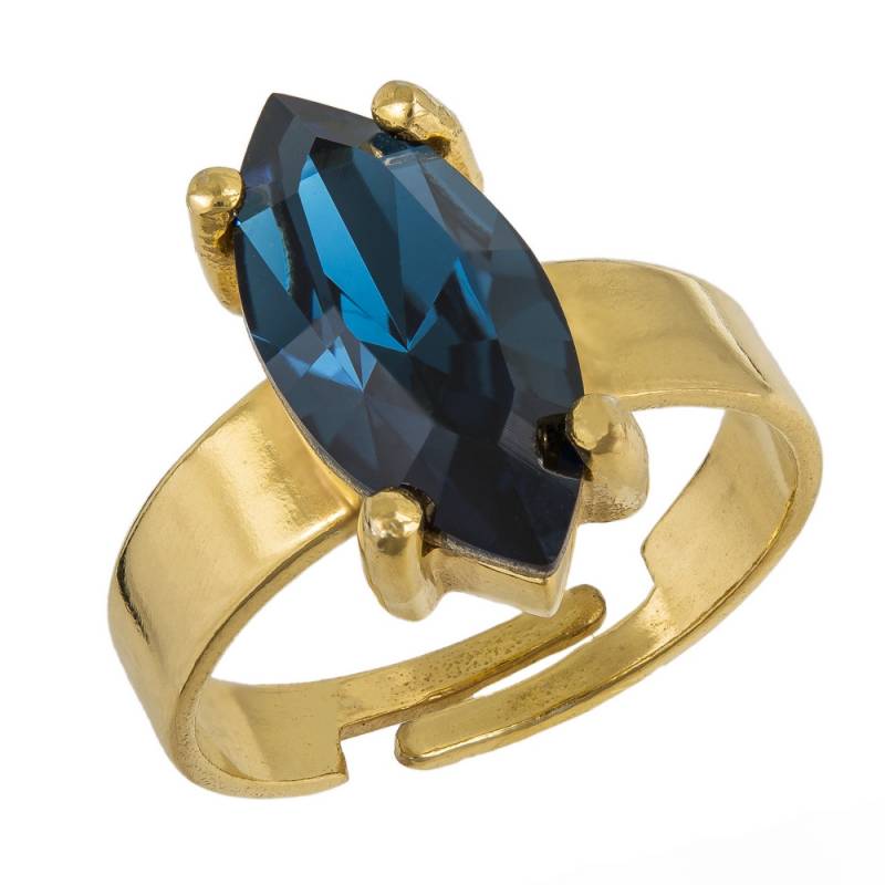 Γυναικείο επίχρυσο δαχτυλίδι 925 blue black stone 041632 041632 Ασήμι