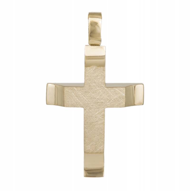 Σταυροί Βάπτισης - Αρραβώνα Χρυσός βαπτιστικός σταυρός για αγόρι Κ14 διπλής όψης 041866 041866 Ανδρικό Χρυσός 14 Καράτια