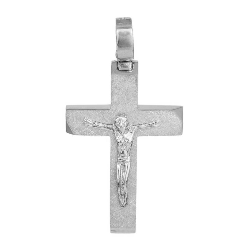 Σταυροί Βάπτισης - Αρραβώνα Αντρικός σταυρός ματ ζαγρέ σταυρός Κ14 με τον Εσταυρωμένο 041870 041870 Ανδρικό Χρυσός 14 Καράτια