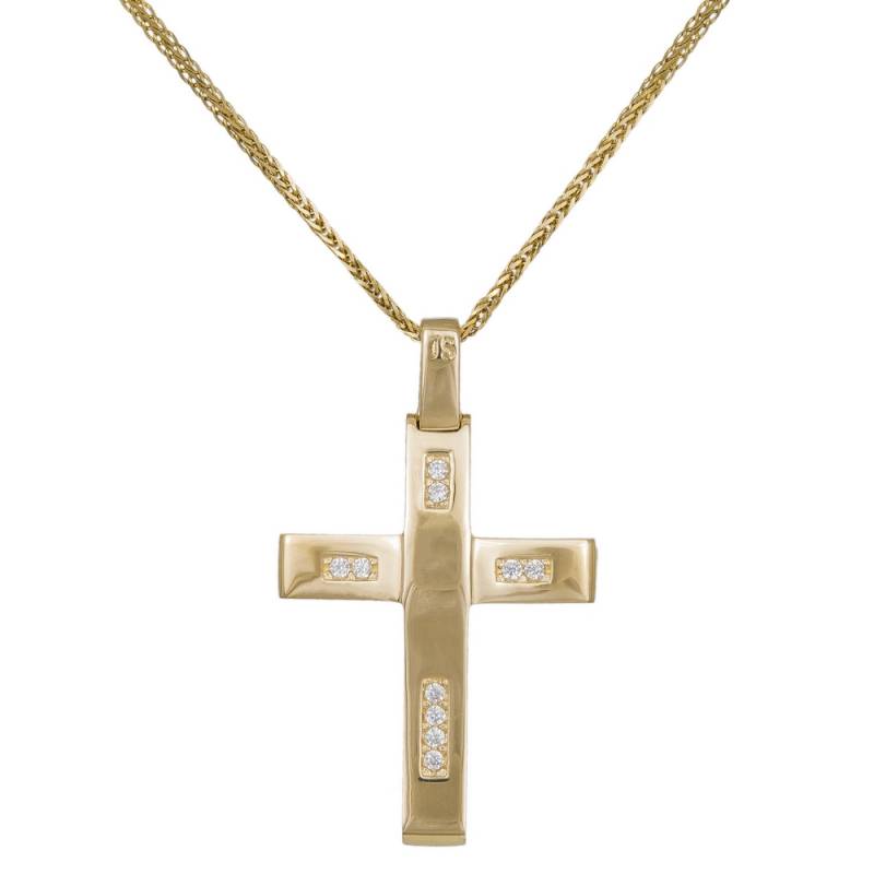 Βαπτιστικοί Σταυροί με Αλυσίδα Γυναικείος σταυρός διπλής όψης Κ14 με αλυσίδα 041913C 041913C Γυναικείο Χρυσός 14 Καράτια