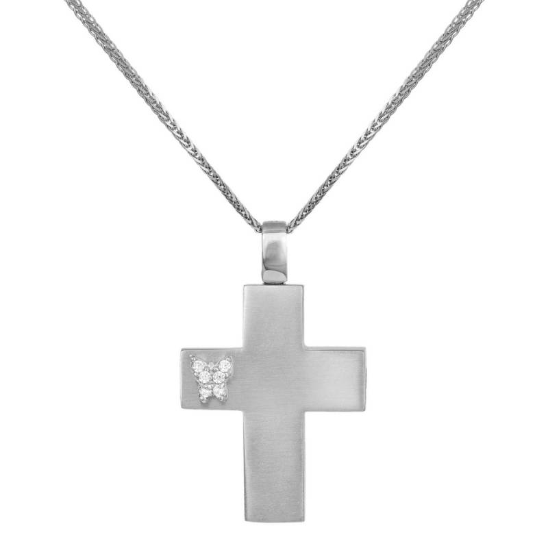 Βαπτιστικοί Σταυροί με Αλυσίδα Βαπτιστικός λευκόχρυσος σταυρός με πεταλούδα Κ14 με αλυσίδα 041922C 041922C Γυναικείο Χρυσός 14 Καράτια