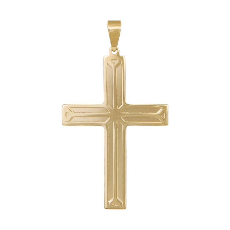 Σταυροί Βάπτισης - Αρραβώνα Χειροποίητος χρυσός σταυρός Κ9 με ανάγλυφα σχέδια 042758 042758 Ανδρικό Χρυσός 9 Καράτια