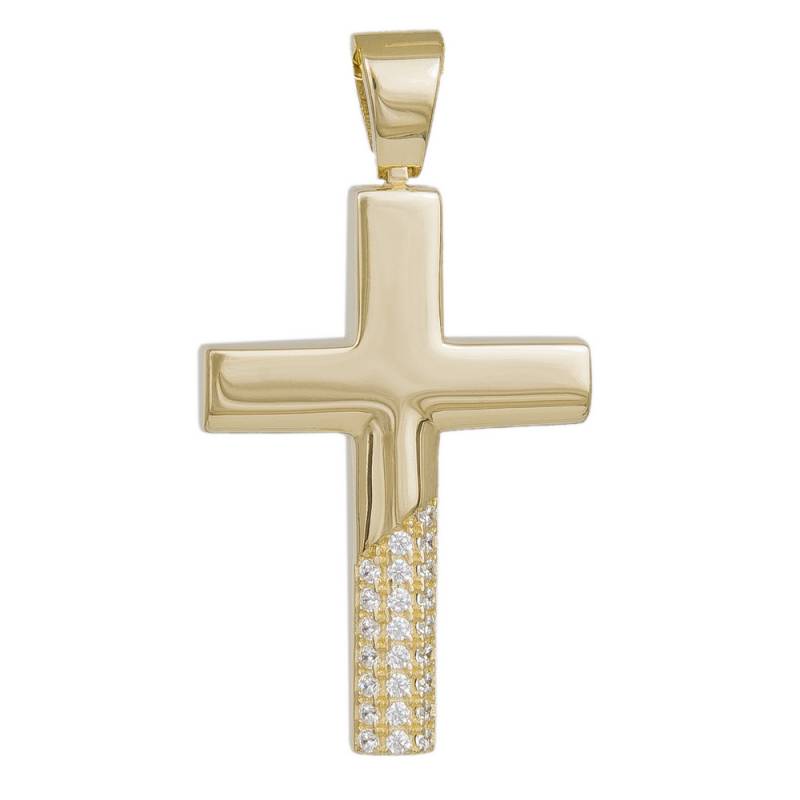 Σταυροί Βάπτισης - Αρραβώνα Γυναικείος χρυσός σταυρός Κ14 με λευκά ζιργκόν 042800 042800 Γυναικείο Χρυσός 14 Καράτια -  - 