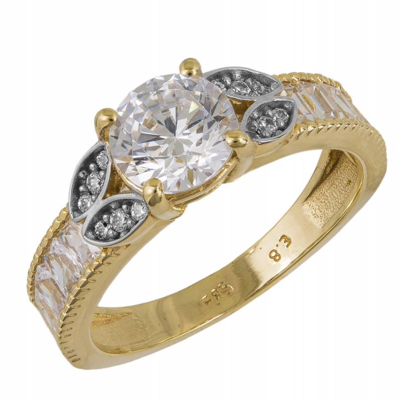 Χρυσό δαχτυλίδι με ζιργκόν και φυλλαράκια Κ14 042943 042943 Χρυσός 14 Καράτια -  - 