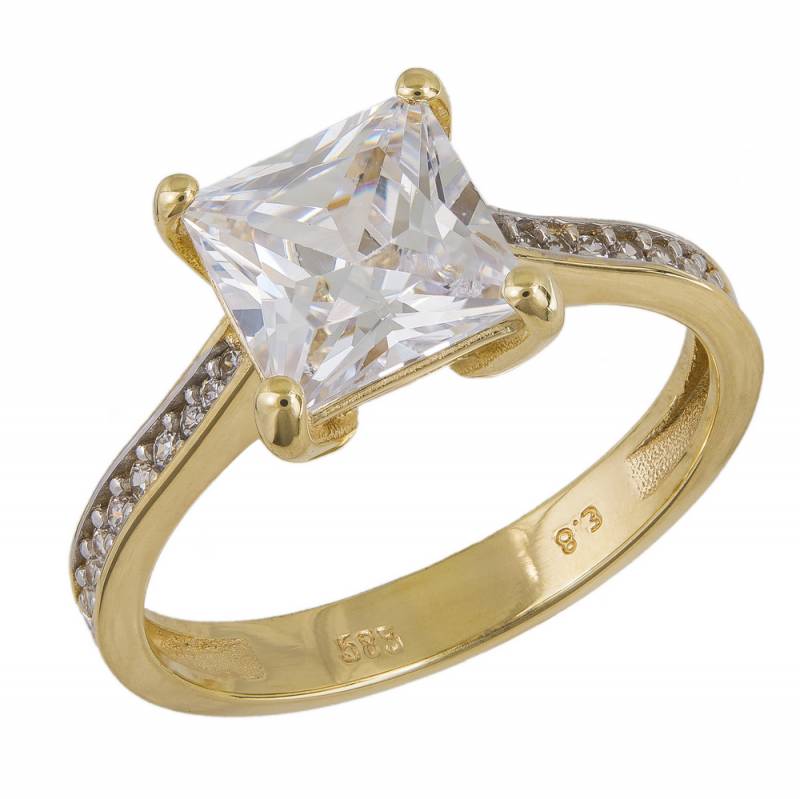 Χρυσό μονόπετρο δαχτυλίδι Κ14 με ζιργκόν 042944 042944 Χρυσός 14 Καράτια -  - 