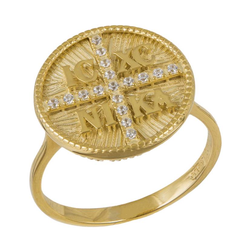 Χρυσό σεβαλιέ δαχτυλίδι Κ14 Κωνσταντινάτο με ζιργκόν 043035 043035 Χρυσός 14 Καράτια -  - 