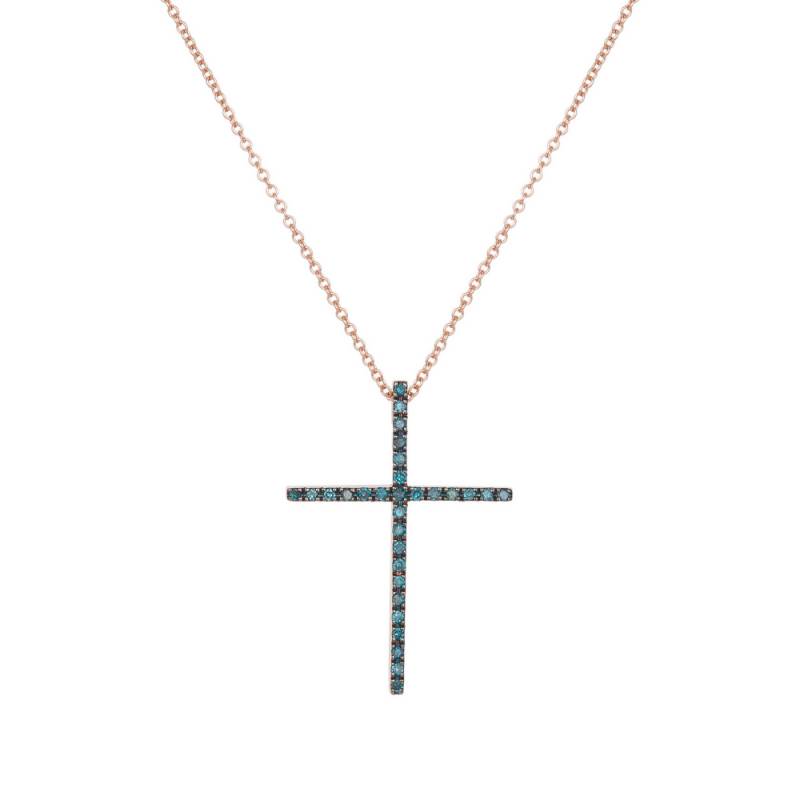 Βαπτιστικοί Σταυροί με Αλυσίδα Ροζ gold σταυρός Κ18 blue diamonds 043309C 043309C Γυναικείο Χρυσός 18 Καράτια