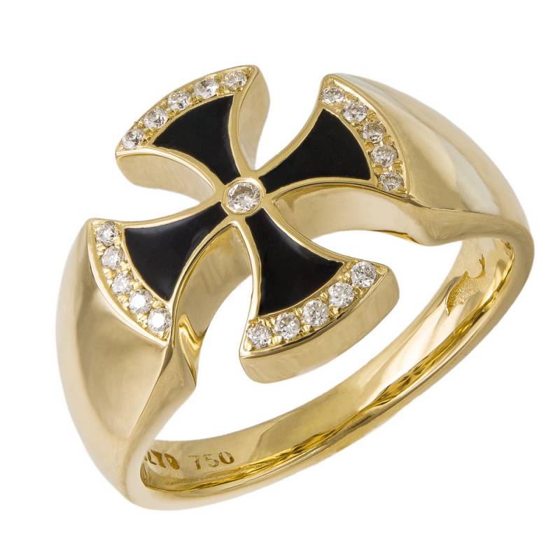 Χρυσό σεβαλιέ δαχτυλίδι Κ18 σταυρουδάκι της Μάλτας 044015 044015 Χρυσός 18 Καράτια
