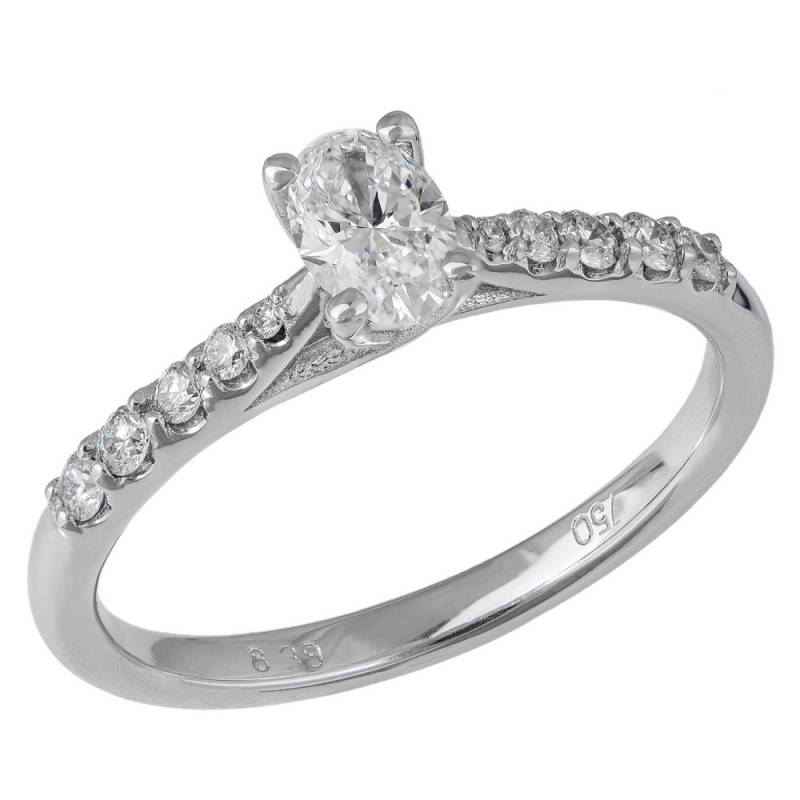 Λευκόχρυσο δαχτυλίδι μονόπετρο Κ18 με διαμάντια 044535 044535 Χρυσός 18 Καράτια
