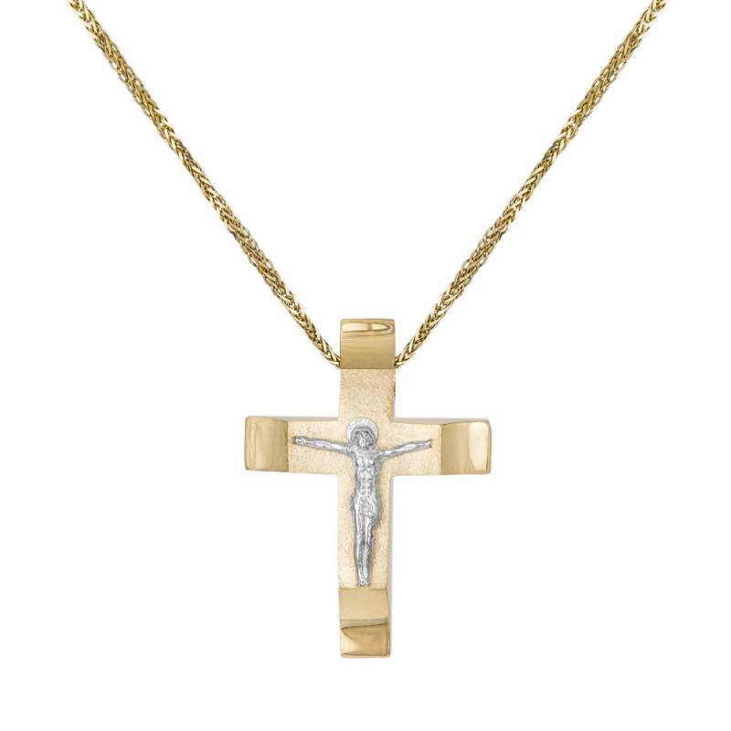 Βαπτιστικοί Σταυροί με Αλυσίδα Αντρικός σταυρός με τον Εσταυρωμένο Κ14 044909C 044909C Ανδρικό Χρυσός 14 Καράτια