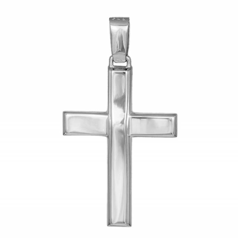 Σταυροί Βάπτισης - Αρραβώνα Λευκόχρυσος σταυρός Κ9 λουστρέ 045501 045501 Ανδρικό Χρυσός 9 Καράτια