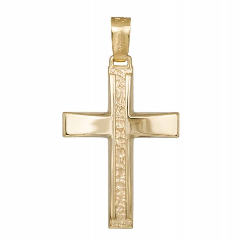 Σταυροί Βάπτισης - Αρραβώνα Χρυσός ανδρικός σταυρός Κ9 με ανάγλυφο σχέδιο 045508 045508 Ανδρικό Χρυσός 9 Καράτια