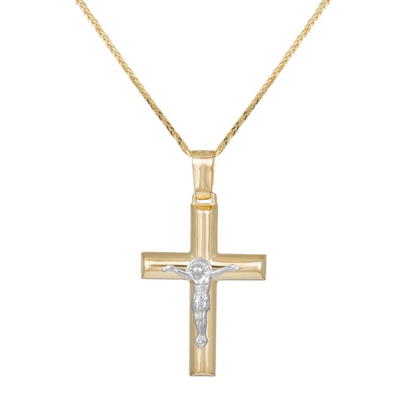 Βαπτιστικοί Σταυροί με Αλυσίδα Βαπτιστικός σταυρός με τον Εσταυρωμένο Κ14 με αλυσίδα 045616C 0456161 Ανδρικό Χρυσός 14 Καράτια