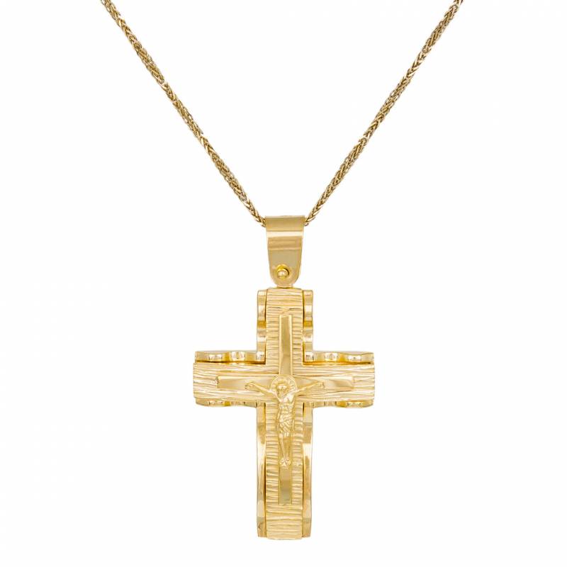 Βαπτιστικοί Σταυροί με Αλυσίδα Χρυσός ανδρικός σταυρός με τον Εσταυρωμένο Κ14 και αλυσίδα 046569C 046569C Ανδρικό Χρυσός 14 Καράτια