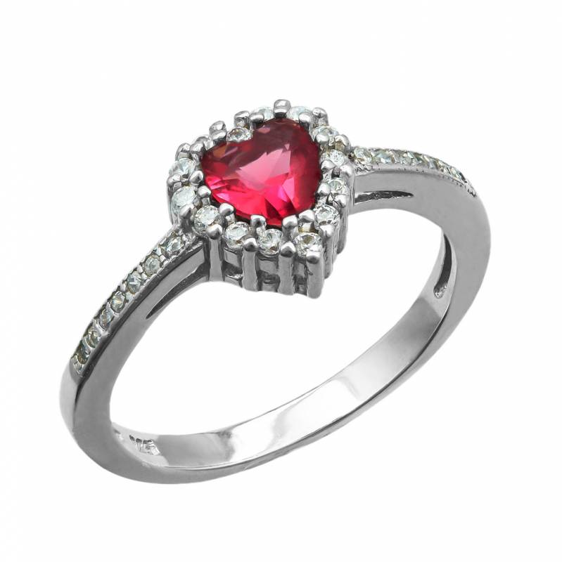Γυναικείο ασημένιο δαχτυλίδι 925 με κόκκινη ροζέτα 048357 048357 Ασήμι